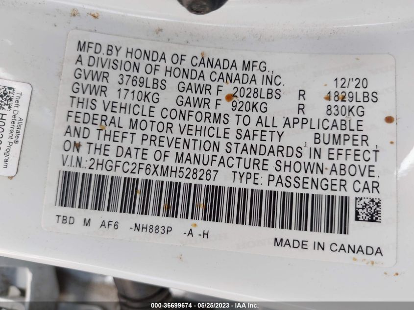 2021 HONDA CIVIC SEDAN LX - 2HGFC2F6XMH528267