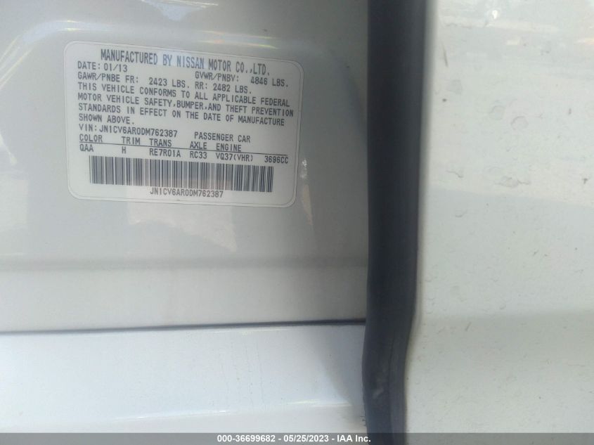 2013 INFINITI G37 SEDAN X - JN1CV6AR0DM762387