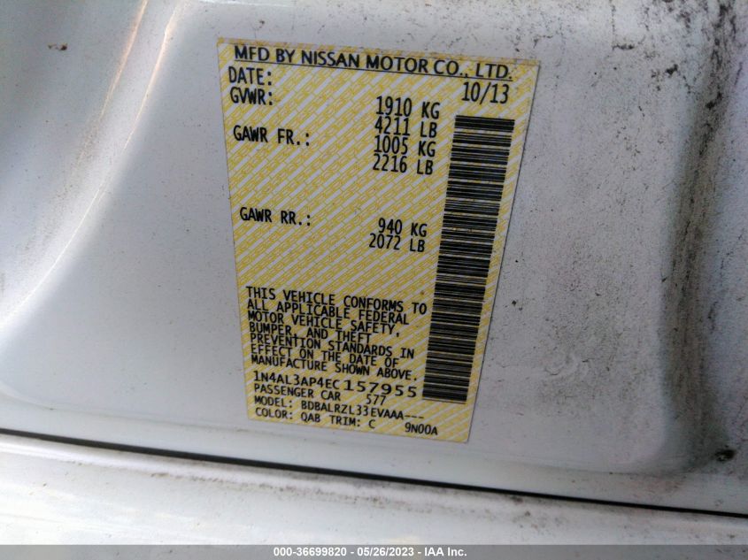 2014 NISSAN ALTIMA 2.5 S - 1N4AL3AP4EC157955