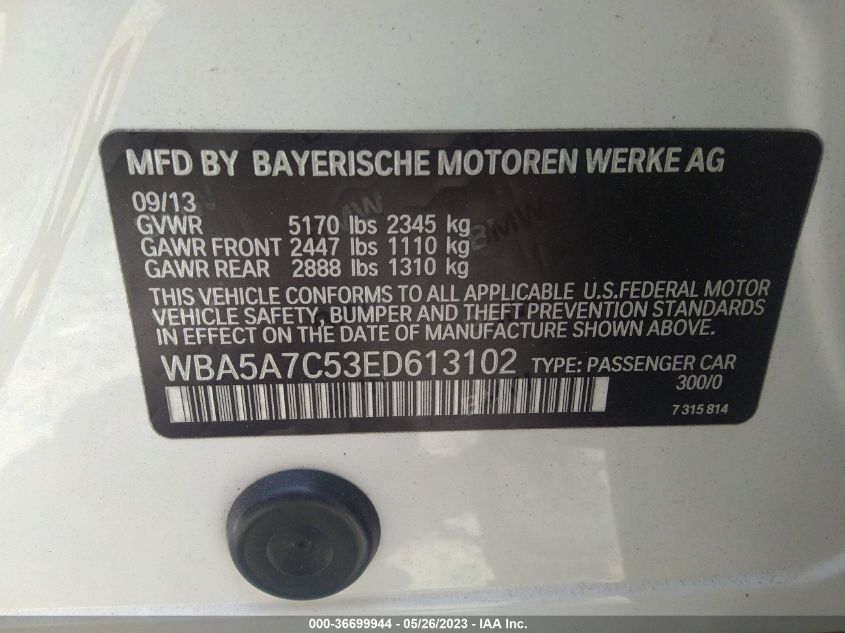 2014 BMW 5 SERIES 528I XDRIVE - WBA5A7C53ED613102