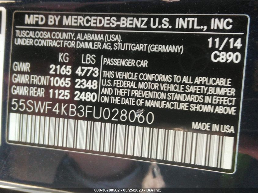 2015 MERCEDES-BENZ C-CLASS C 300 - 55SWF4KB3FU028060