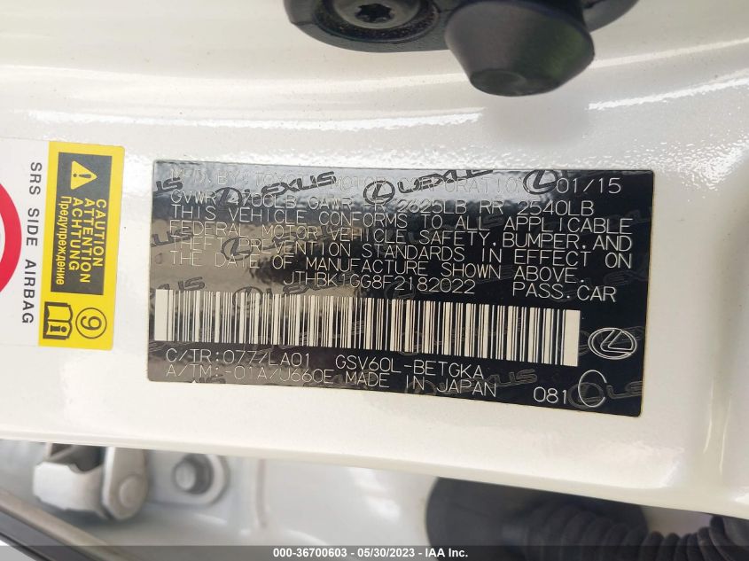 2015 LEXUS ES 350 - JTHBK1GG8F2182022
