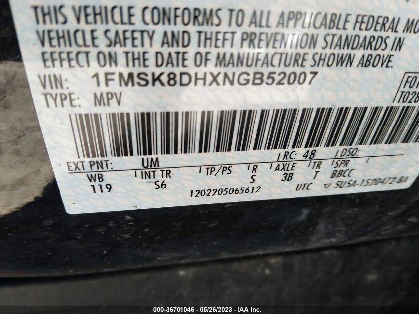 2022 FORD EXPLORER XLT - 1FMSK8DHXNGB52007