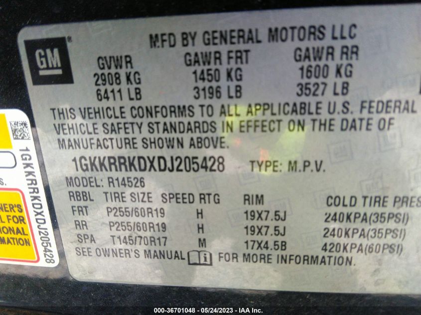 2013 GMC ACADIA SLT - 1GKKRRKDXDJ205428