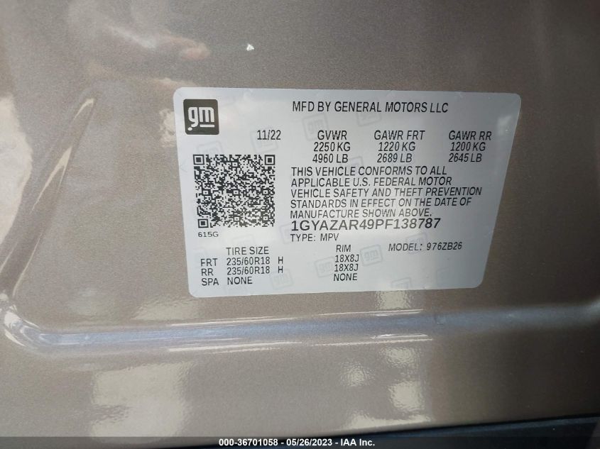 2023 CADILLAC XT4 FWD LUXURY 1GYAZAR49PF138787