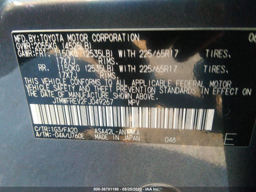 2015 TOYOTA RAV4 XLE - JTMWFREV2FJ049267