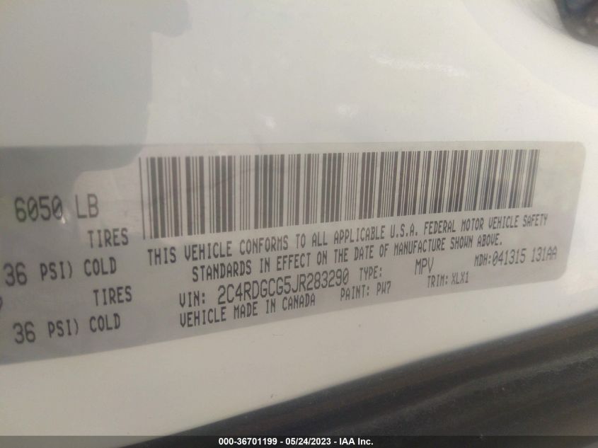 2018 DODGE GRAND CARAVAN SXT - 2C4RDGCG5JR283290