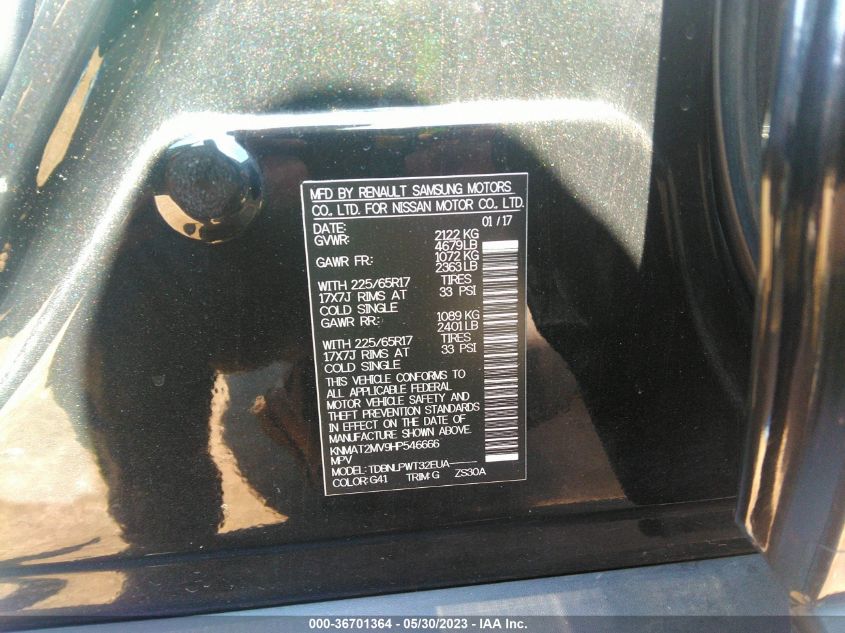 2017 NISSAN ROGUE S - KNMAT2MV9HP546666