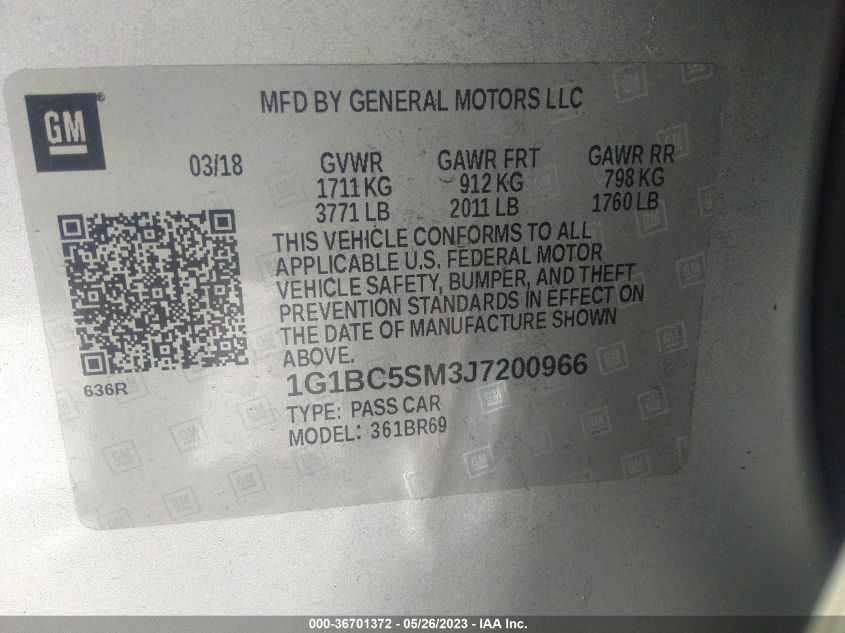 2018 CHEVROLET CRUZE LS - 1G1BC5SM3J7200966