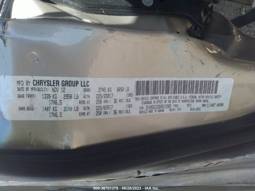 2013 DODGE GRAND CARAVAN SXT - 2C4RDGCG9DR612965