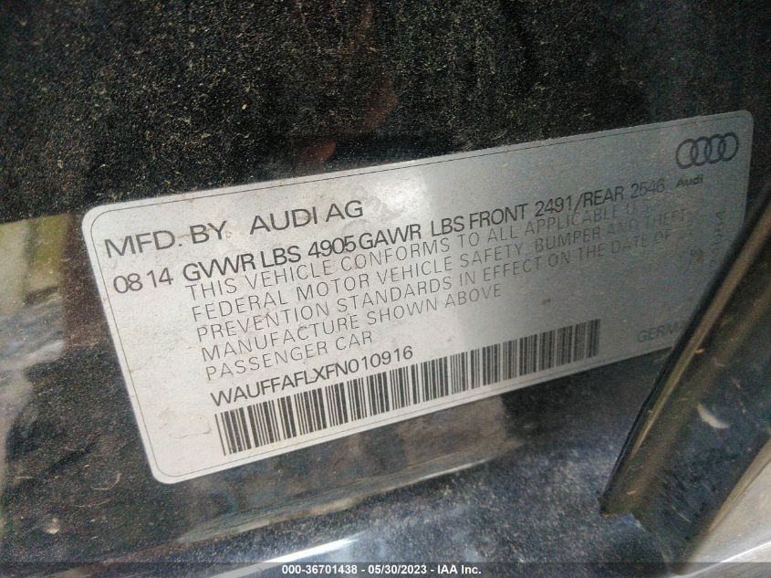 2015 AUDI A4 PREMIUM PLUS - WAUFFAFLXFN010916
