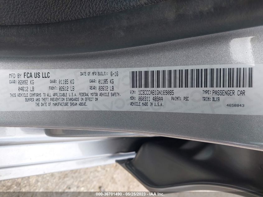 2016 CHRYSLER 200 LIMITED - 1C3CCCAB1GN189085