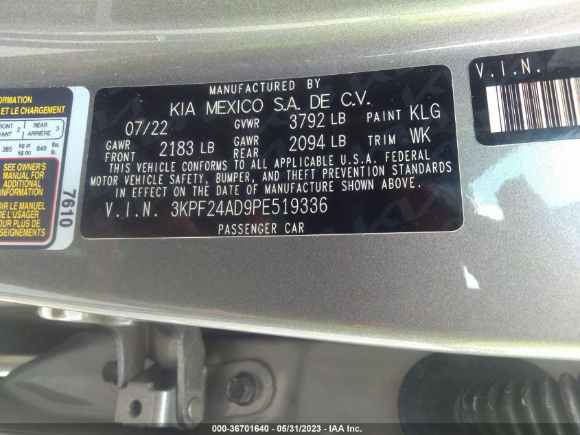 2023 KIA FORTE LXS - 3KPF24AD9PE519336