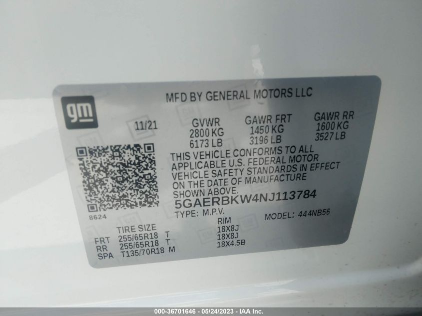 2022 BUICK ENCLAVE ESSENCE - 5GAERBKW4NJ113784