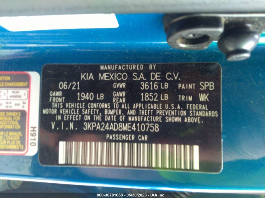 2021 KIA RIO S - 3KPA24AD8ME410758