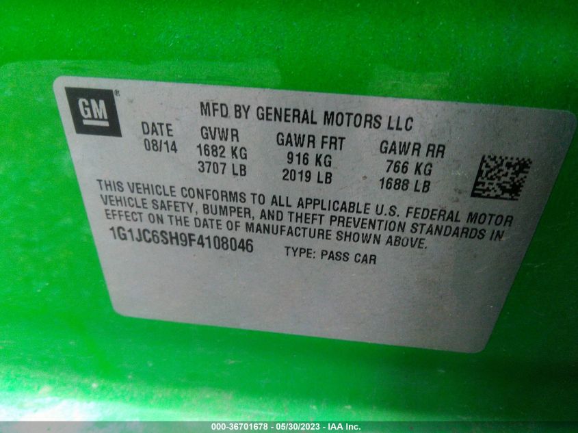 2015 CHEVROLET SONIC LT - 1G1JC6SH9F4108046