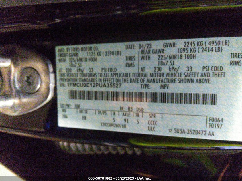 2023 FORD ESCAPE PHEV - 1FMCU0E12PUA35527