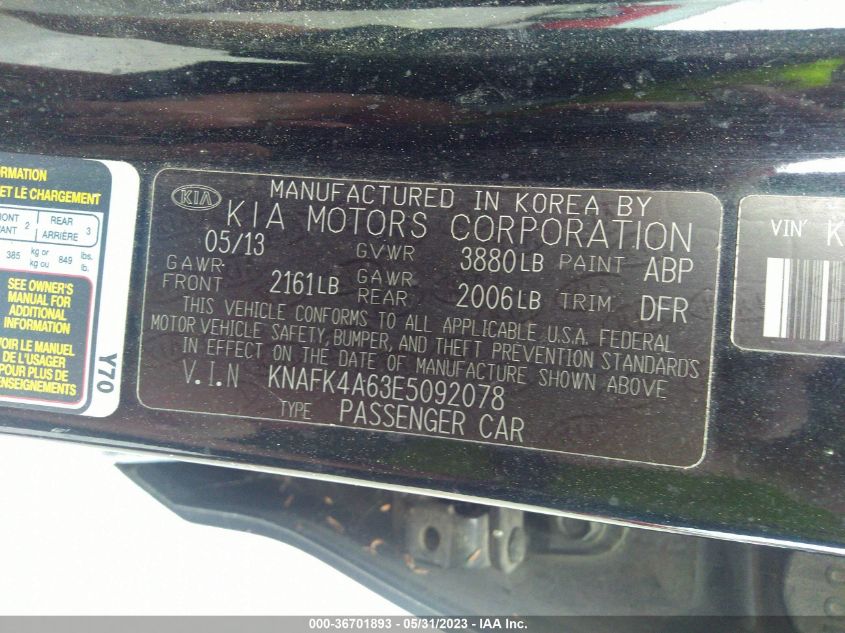 2014 KIA FORTE LX - KNAFK4A63E5092078