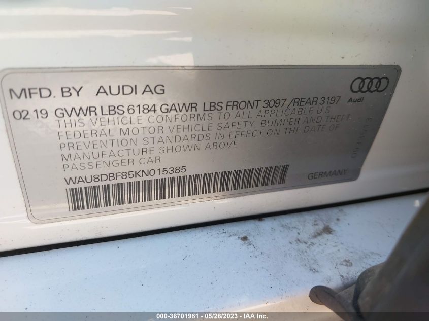 2019 AUDI A8 - WAU8DBF85KN015385