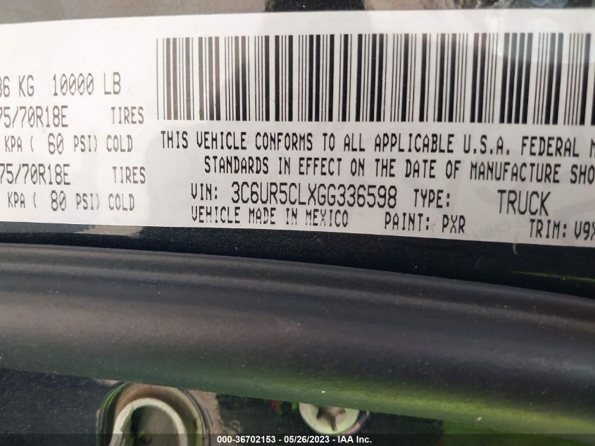 2016 RAM 2500 TRADESMAN - 3C6UR5CLXGG336598