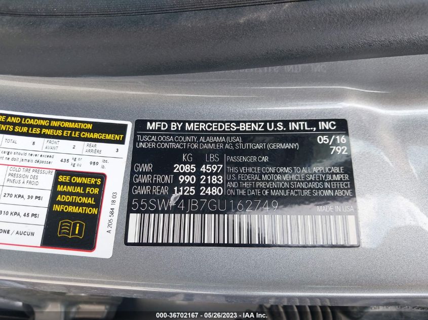 2016 MERCEDES-BENZ C-CLASS C 300 - 55SWF4JB7GU162749