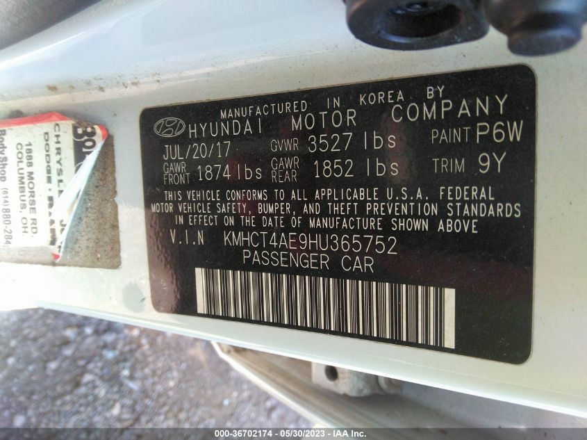 2017 HYUNDAI ACCENT SE - KMHCT4AE9HU365752