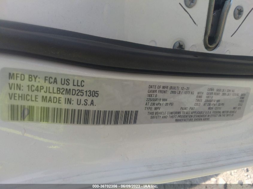 2021 JEEP CHEROKEE ALTITUDE - 1C4PJLLB2MD251305