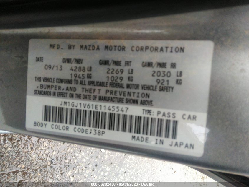 2014 MAZDA MAZDA6 I TOURING - JM1GJ1V61E1145547