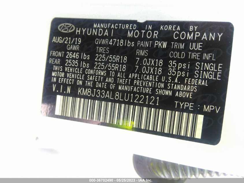 2020 HYUNDAI TUCSON ULTIMATE - KM8J33AL8LU122121