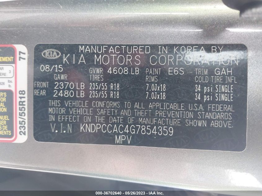 2016 KIA SPORTAGE EX - KNDPCCAC4G7854359