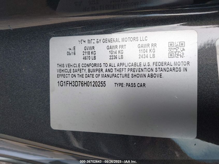 2017 CHEVROLET CAMARO 2SS - 1G1FH3D76H0120255