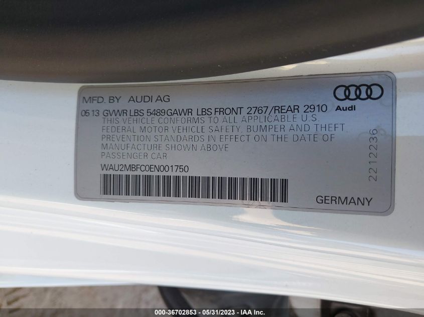 2014 AUDI A7 3.0 TDI PRESTIGE - WAU2MBFC0EN001750