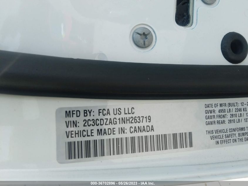 2022 DODGE CHALLENGER SXT - 2C3CDZAG1NH263719