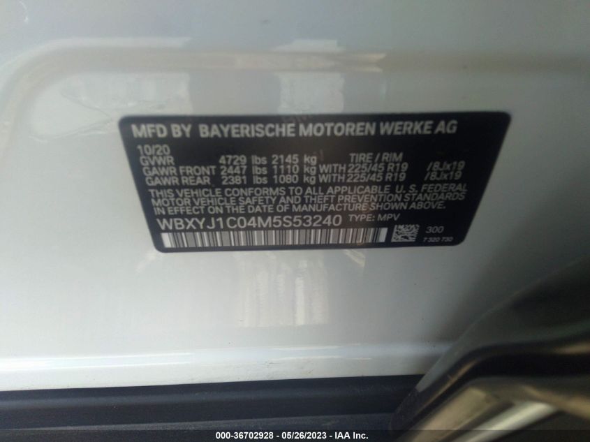 2021 BMW X2 XDRIVE28I - WBXYJ1C04M5S53240