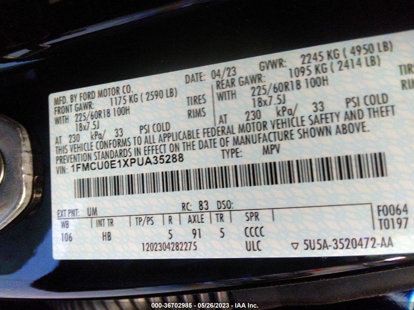 2023 FORD ESCAPE PHEV - 1FMCU0E1XPUA35288