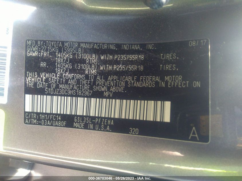 2017 TOYOTA SIENNA LE - 5TDJZ3DC9HS182967