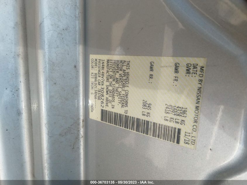 2019 NISSAN ALTIMA 2.5 S - 1N4BL4BV7KN308262