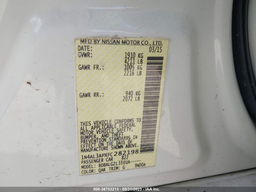 2015 NISSAN ALTIMA 2.5 - 1N4AL3APXFC282198