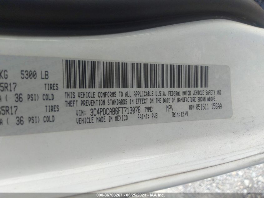 2015 DODGE JOURNEY AMERICAN VALUE PKG - 3C4PDCAB6FT713078
