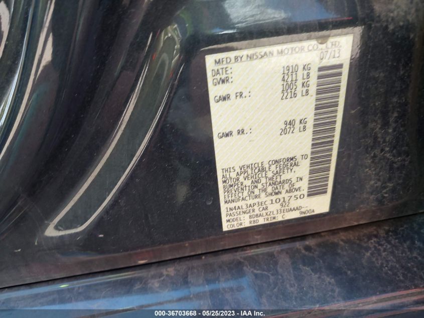 2014 NISSAN ALTIMA 2.5 SL - 1N4AL3AP3EC101750