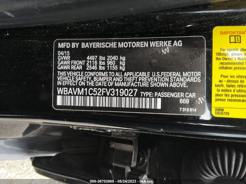 2015 BMW X1 SDRIVE28I - WBAVM1C52FV319027