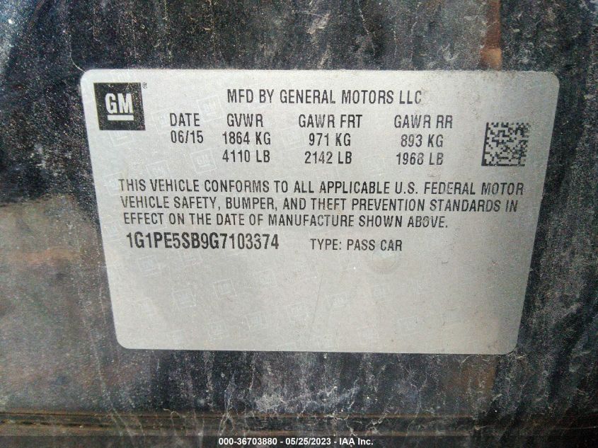 2016 CHEVROLET CRUZE LIMITED LT - 1G1PE5SB9G7103374