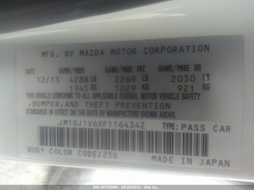 2015 MAZDA MAZDA6 I TOURING - JM1GJ1V6XF1164342