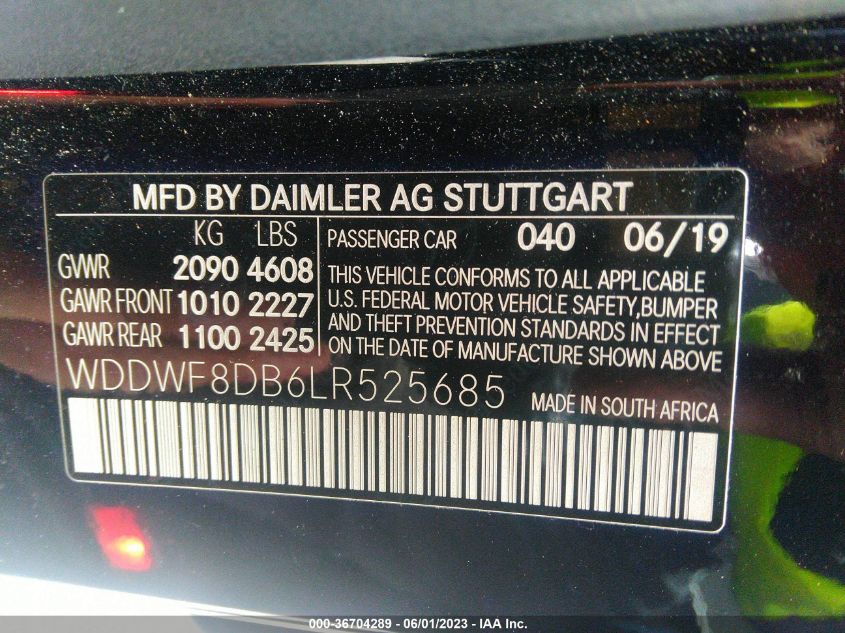 2020 MERCEDES-BENZ C-CLASS C 300 - WDDWF8DB6LR525685