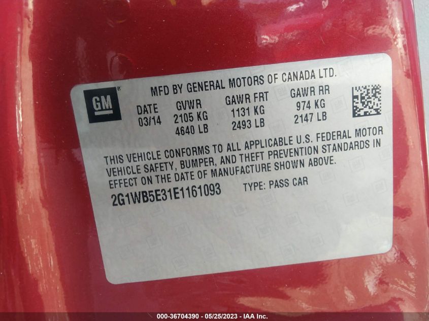 2014 CHEVROLET IMPALA LIMITED LT - 2G1WB5E31E1161093