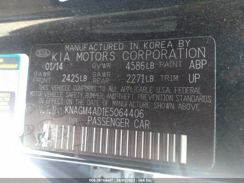 2014 KIA OPTIMA HYBRID LX - KNAGM4AD1E5064406