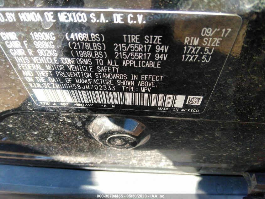 2018 HONDA HR-V EX - 3CZRU6H58JM702333