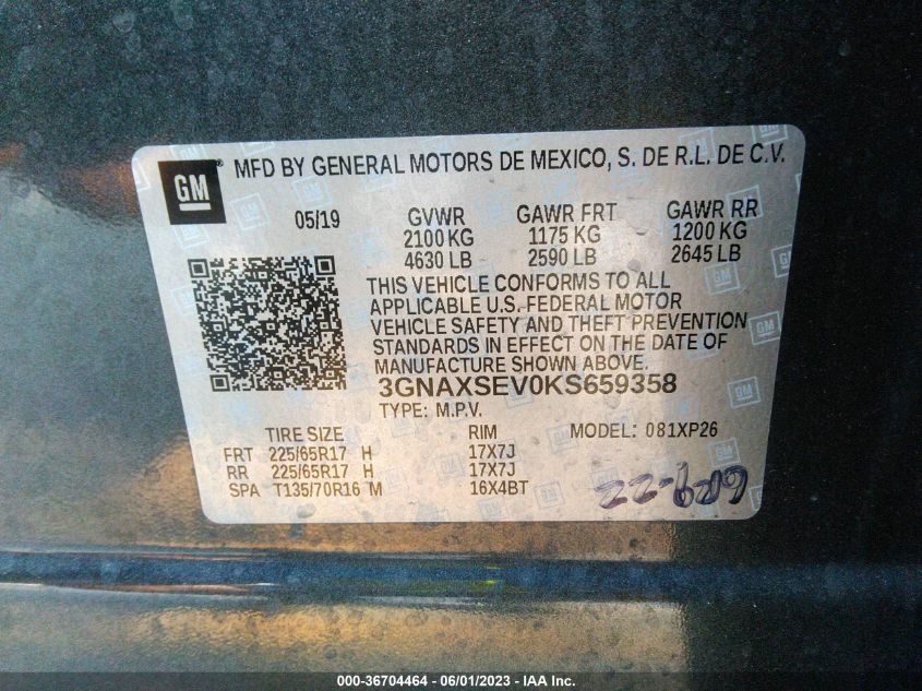2019 CHEVROLET EQUINOX LS - 3GNAXSEV0KS659358