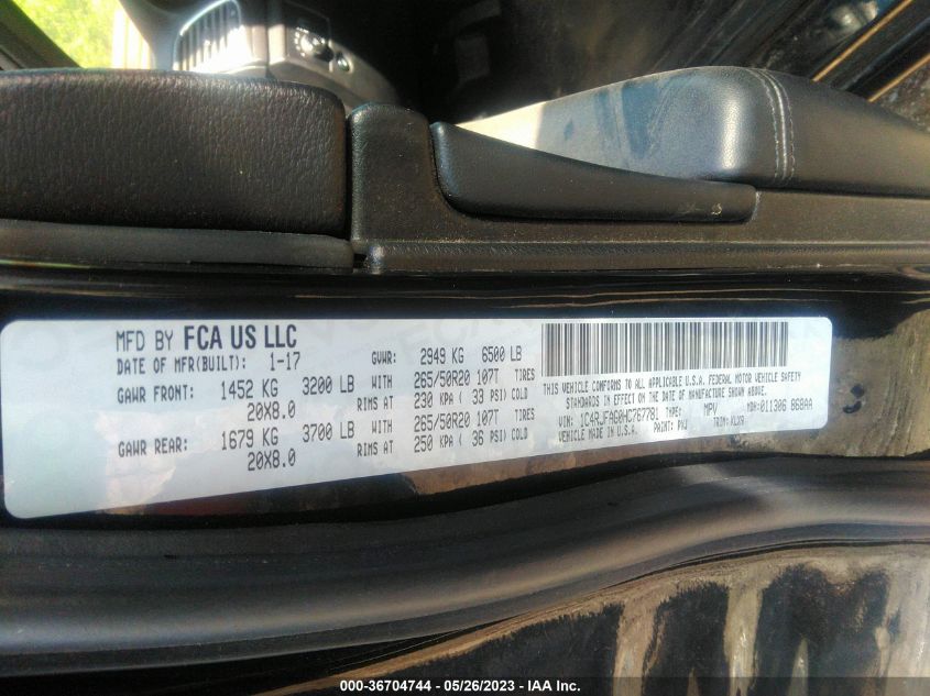 2017 JEEP GRAND CHEROKEE ALTITUDE - 1C4RJFAG0HC767781