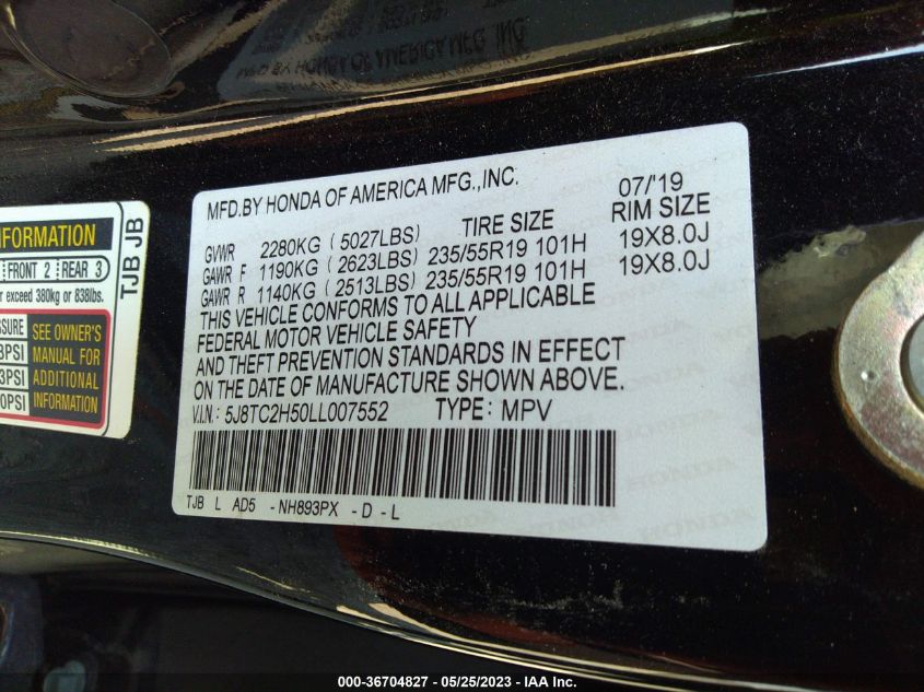 2020 ACURA RDX W/TECHNOLOGY PKG - 5J8TC2H50LL007552